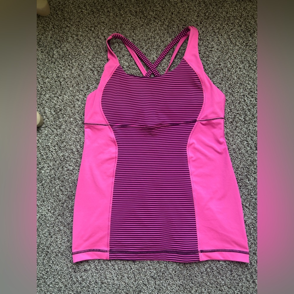 lululemon athletica Pink and Purple Striped Athletic Tank